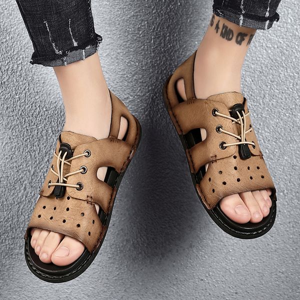 fashion men flat wading shoes man beach sandals new mens sandals summer outdoor non-slip mens slippers breathable leather shoes, Black 
fashion men flat wading shoes man beach sandals new mens sandals summer outdoor non-slip mens slippers breathable leather shoes, Black