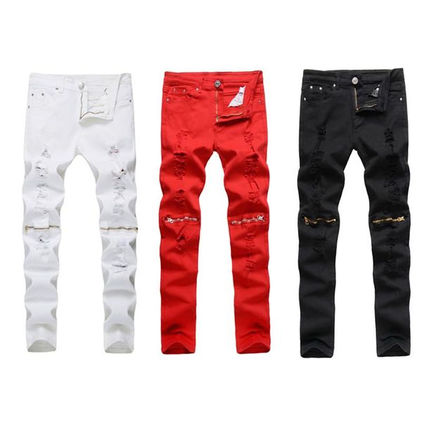 men streetwear ripped zipper design slim jeans fashion hip hop male solid color pencil denim trousers men's, Blue
men streetwear ripped zipper design slim jeans fashion hip hop male solid color pencil denim trousers men's, Blue