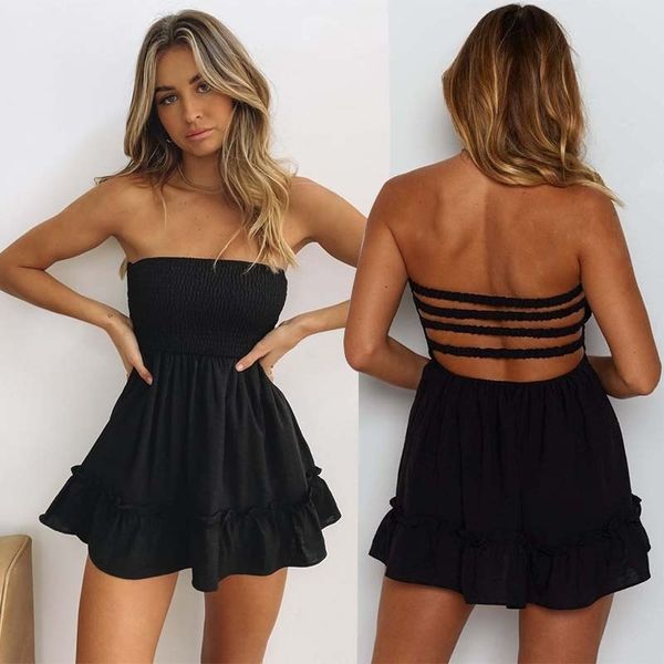 summer 2021 white strapless elastic dress backless nightclub ruffle hem casual dress, Black;red
summer 2021 white strapless elastic dress backless nightclub ruffle hem casual dress, Black;red