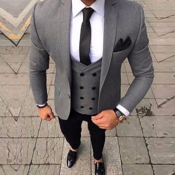 men's suits & blazers latest coat pant designs double breasted grey with black pants wedding groom suit 2021 costume homme 3 piece mens, White;black
men's suits & blazers latest coat pant designs double breasted grey with black pants wedding groom suit 2021 costume homme 3 piece mens, White;black