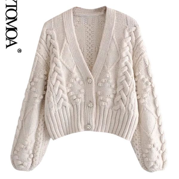 kpytomoa women fashion pompom appliques cropped knitted cardigan sweater vintage long sleeve female outerwear chic 211224, White;black
kpytomoa women fashion pompom appliques cropped knitted cardigan sweater vintage long sleeve female outerwear chic 211224, White;black