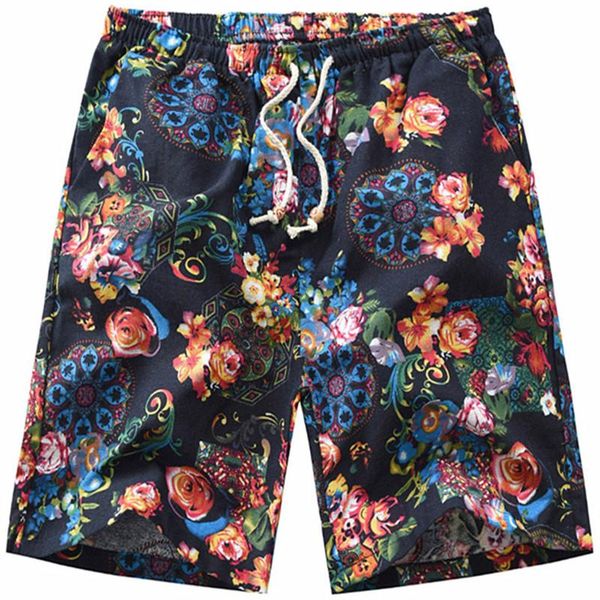men's summer floral print hawaiian vacation style loose half length shorts plus size cotton flower, White;black
men's summer floral print hawaiian vacation style loose half length shorts plus size cotton flower, White;black