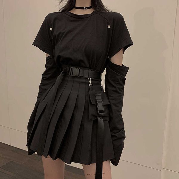 black set a-line women mini high waist skirt streetwear women punk style side pocket fashion design pleated skirt 210527, White
black set a-line women mini high waist skirt streetwear women punk style side pocket fashion design pleated skirt 210527, White