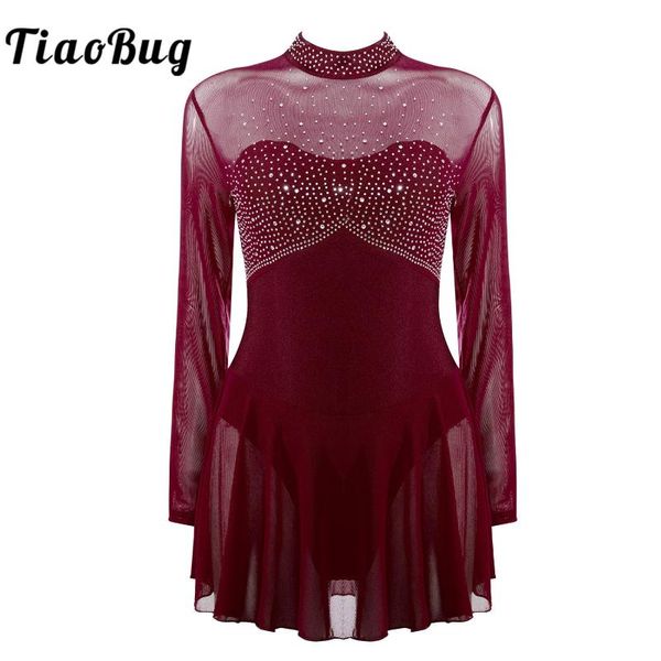 women rhinestone see-through mesh dance dress long sleeve backless leotard dresses for gymnastics figure skating stage wear, Black;red
women rhinestone see-through mesh dance dress long sleeve backless leotard dresses for gymnastics figure skating stage wear, Black;red