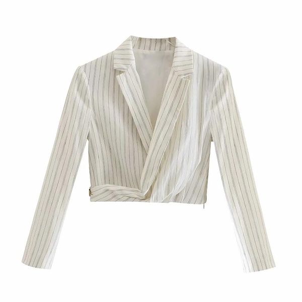 women's suits & blazers 2021 spring women striped cropped blazer long sleeve coat one-button jacket female outerwear fashion office sho, White;black
women's suits & blazers 2021 spring women striped cropped blazer long sleeve coat one-button jacket female outerwear fashion office sho, White;black