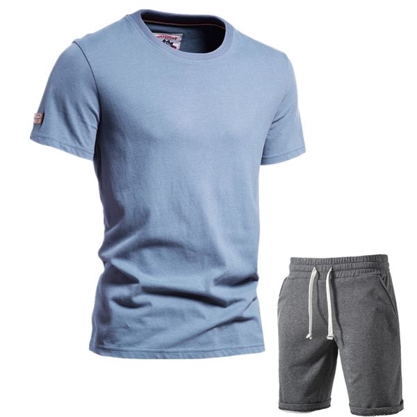 aiopeson simple cotton men's sets casual solid color t shirts+shorts two piece outfits men summer quality brand men clothing 210714, Gray
aiopeson simple cotton men's sets casual solid color t shirts+shorts two piece outfits men summer quality brand men clothing 210714, Gray