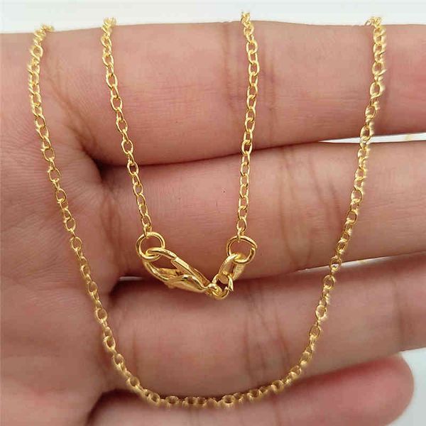 

Chains 18KGP Stamped Necklaces 18K Gold Plated Link for Women Girls Fashion DIY Lobster Clasps Jewelry Making Accessories 16 18 24 28 30inch RA2J 11C6