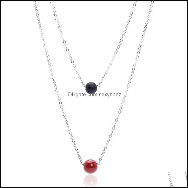 & pendants jewelry 8mm lava rock and 10mm 7 color chakra stone pendant mti-layered necklaces sier stainless steel chain for women fashion df, Silver
& pendants jewelry 8mm lava rock and 10mm 7 color chakra stone pendant mti-layered necklaces sier stainless steel chain for women fashion df, Silver
