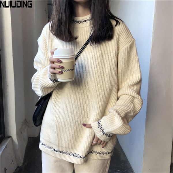 women's sweaters pullover winter retro o-neck loose female long sleeve straight knitted shirts lazy 210514, White;black
women's sweaters pullover winter retro o-neck loose female long sleeve straight knitted shirts lazy 210514, White;black