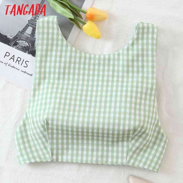 women green plaid v neck camis crop spaghetti strap sleeveless backless female beach sl46 210416, White
women green plaid v neck camis crop spaghetti strap sleeveless backless female beach sl46 210416, White