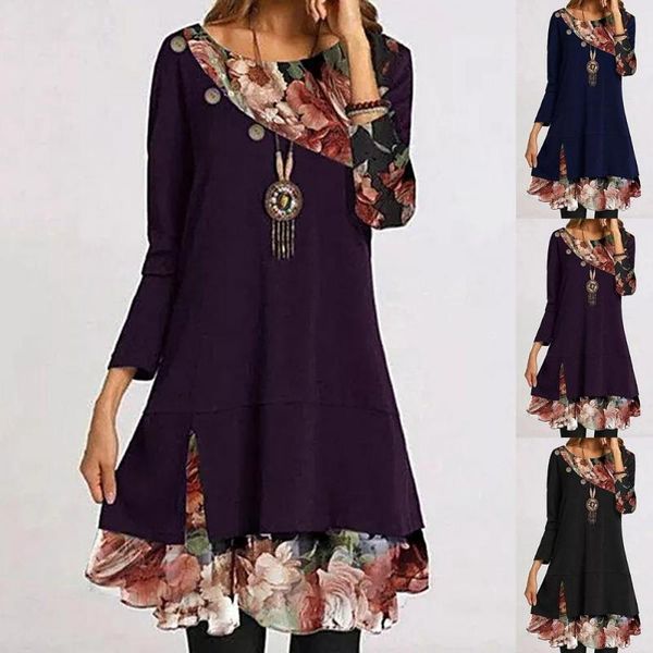 casual dresses autumn vintage flower print a-line dress women elegant patchwork irregular o neck long sleeves, Black;gray
casual dresses autumn vintage flower print a-line dress women elegant patchwork irregular o neck long sleeves, Black;gray