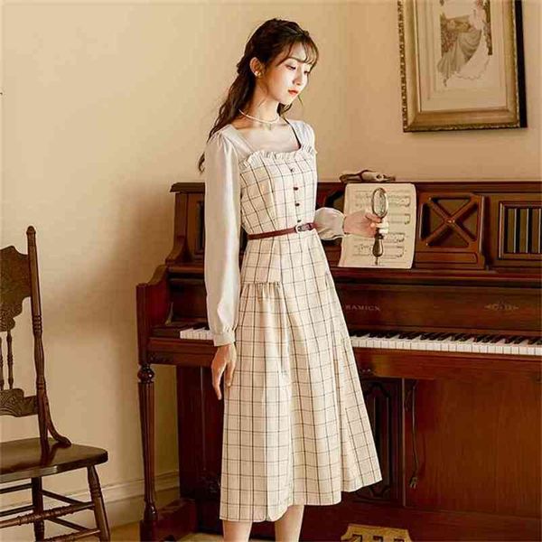 elegant spring vestidos de fiesta long sleeve dresses plaid women vintage fit and flare mid-calf beige 210603, Black;gray
elegant spring vestidos de fiesta long sleeve dresses plaid women vintage fit and flare mid-calf beige 210603, Black;gray