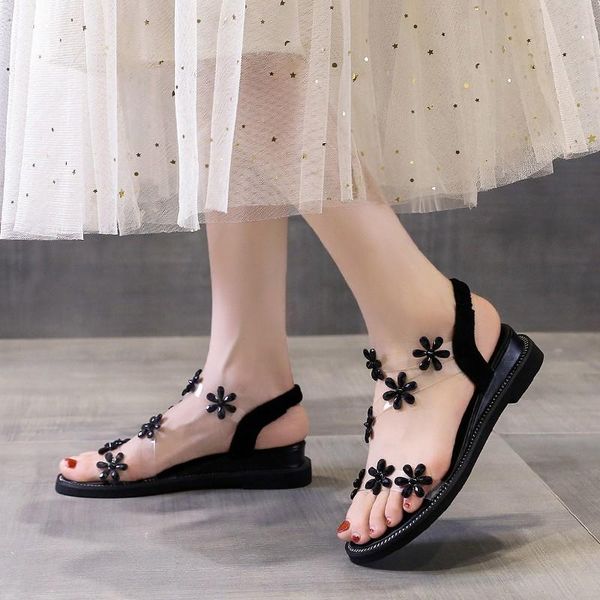 women's sandals summer fashion flower sweet girl style flat open toe stretch breathable designer, Black
women's sandals summer fashion flower sweet girl style flat open toe stretch breathable designer, Black