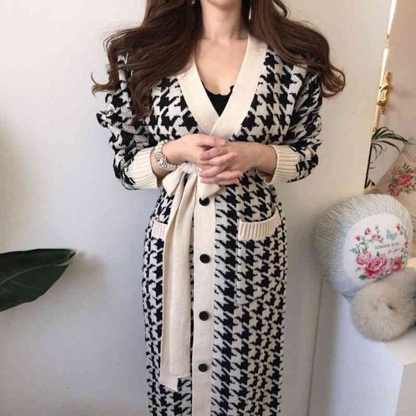 women's knits & tees autumn houndstooth knitted long cardigans sweaters coat women sleeve singe-breasted v-neck sashes vintage fas, White
women's knits & tees autumn houndstooth knitted long cardigans sweaters coat women sleeve singe-breasted v-neck sashes vintage fas, White