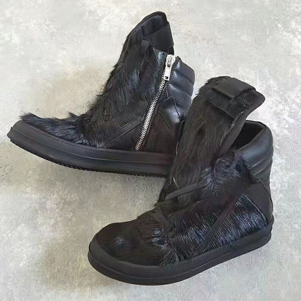 horse hair men leather boots hip hop men's casual sneakers fashion men's streetwear d50, Black
horse hair men leather boots hip hop men's casual sneakers fashion men's streetwear d50, Black