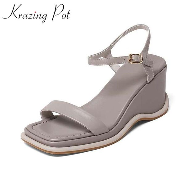 sandals krazing pot genuine leather peep toe wedge thick bottom summer brand vacation ankle buckle straps simple style women l70, Black
sandals krazing pot genuine leather peep toe wedge thick bottom summer brand vacation ankle buckle straps simple style women l70, Black