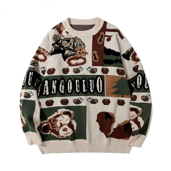 men's sweaters 2021 harajuku streetwear knitted cartoon bear jumpers sweater hip hop casual loose knitwear fashion, White;black
men's sweaters 2021 harajuku streetwear knitted cartoon bear jumpers sweater hip hop casual loose knitwear fashion, White;black
