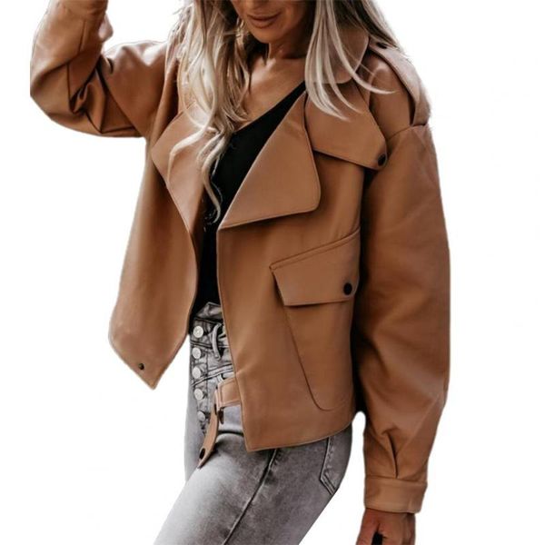 women's jackets lady coat turn-down collar solid color cardigan faux leather jacket with belt for daily wear, Black;brown
women's jackets lady coat turn-down collar solid color cardigan faux leather jacket with belt for daily wear, Black;brown