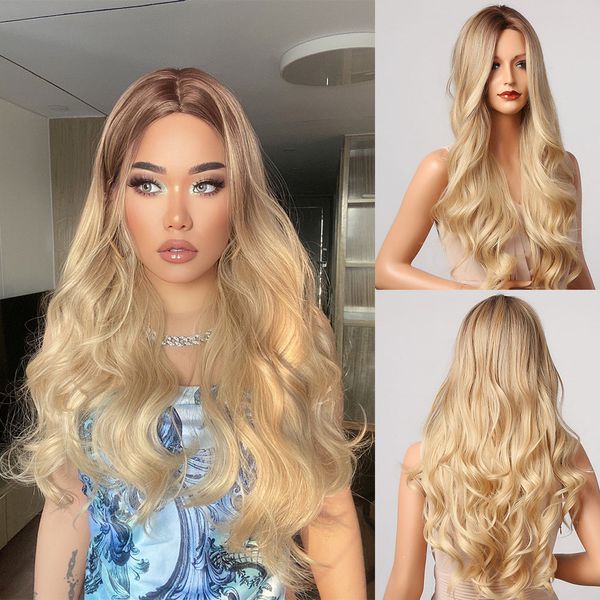henry margu long wavy blonde brown ombre wig for women synthetic natural cosplay wigs middle part hair wigs high temperature, Black
henry margu long wavy blonde brown ombre wig for women synthetic natural cosplay wigs middle part hair wigs high temperature, Black