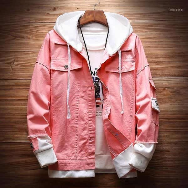 men's jackets autumn hooded jacket men loose fake 2 piece stitching casual fashion hole street style hip hop, Black;brown
men's jackets autumn hooded jacket men loose fake 2 piece stitching casual fashion hole street style hip hop, Black;brown