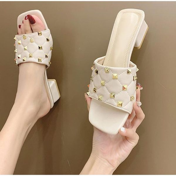slippers women rivet square toe chunky heels casual shoes ladies outdoor fashion pu leather sewing comfortable female sandal, Black
slippers women rivet square toe chunky heels casual shoes ladies outdoor fashion pu leather sewing comfortable female sandal, Black