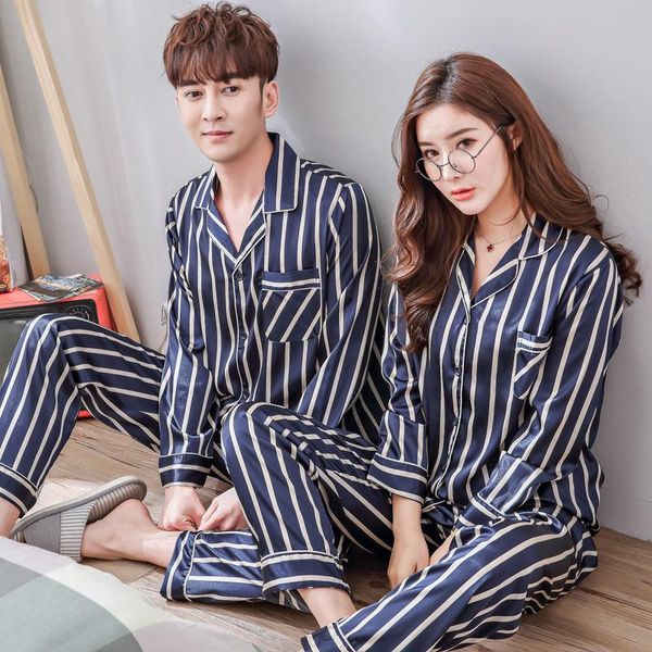 men's sleepwear men rayon pajama sets couples silk-like striped pyjamas women 2021 spring soft home clothing long pants loungewear, Black;brown
men's sleepwear men rayon pajama sets couples silk-like striped pyjamas women 2021 spring soft home clothing long pants loungewear, Black;brown