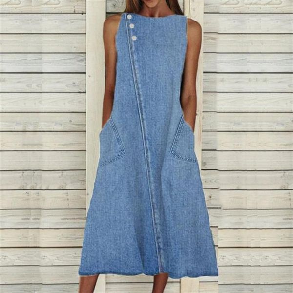 loose waist solid jean long womens dresses summer pocket a line denim lady office sleeveless, Black;gray
loose waist solid jean long womens dresses summer pocket a line denim lady office sleeveless, Black;gray
