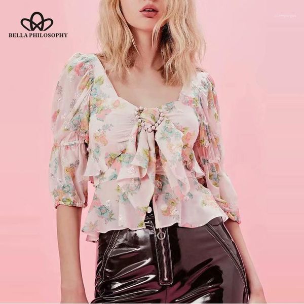 hstar women sweet ruffles blouse shirts vintage print floral female square collar boho back zipper women's blouses &, White
hstar women sweet ruffles blouse shirts vintage print floral female square collar boho back zipper women's blouses &, White