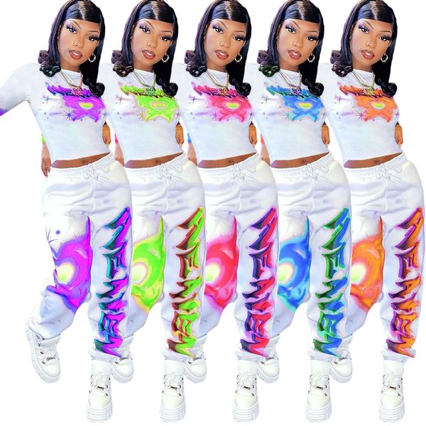 two-piece tracksuits outfits graffiti letter print joggers sweat suits women streetwear fashion tracksuit 2 piece set, Gray