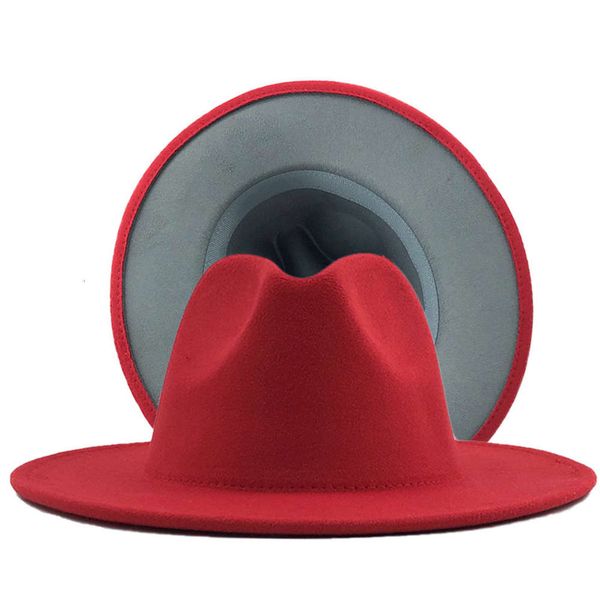 sun hat fashionable double side color matching men's and women's flat brim jazz woolen hat, Blue;gray 
sun hat fashionable double side color matching men's and women's flat brim jazz woolen hat, Blue;gray