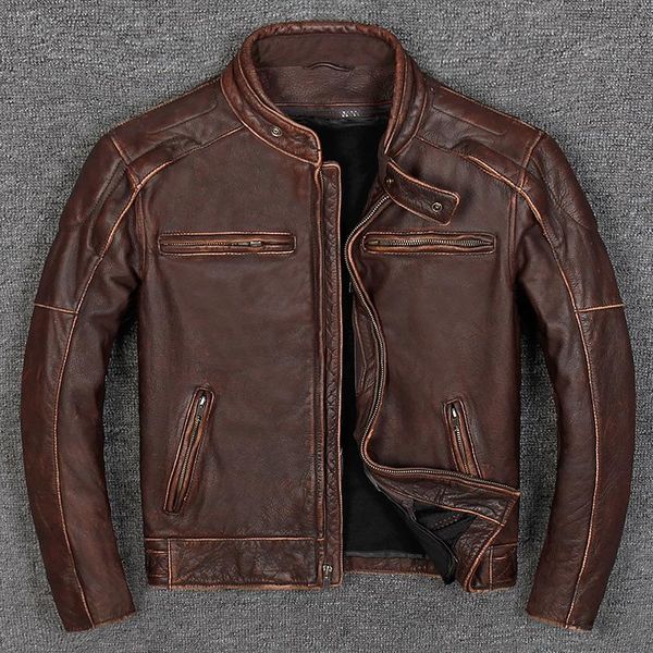 men's leather & faux pure head layer cowhide lear jacket collar short style restoring ancient ways do old may troupe, locomotive, genui, Black
men's leather & faux pure head layer cowhide lear jacket collar short style restoring ancient ways do old may troupe, locomotive, genui, Black