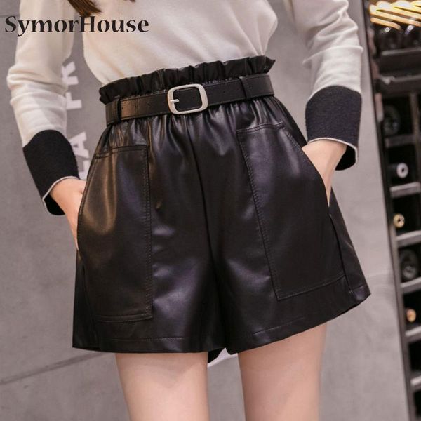 women's shorts vintage pu leather with belt fashionable high elastic waist wide leg black autumn winter 2021, White;black
women's shorts vintage pu leather with belt fashionable high elastic waist wide leg black autumn winter 2021, White;black