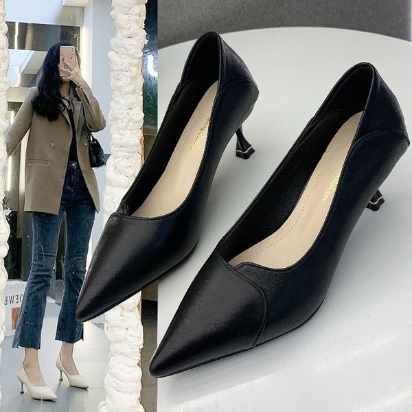luxury dress shoes high heeled spring 2021 korean fashion profsional pointed women's thin heel soft leather two wear single sho, Black
luxury dress shoes high heeled spring 2021 korean fashion profsional pointed women's thin heel soft leather two wear single sho, Black