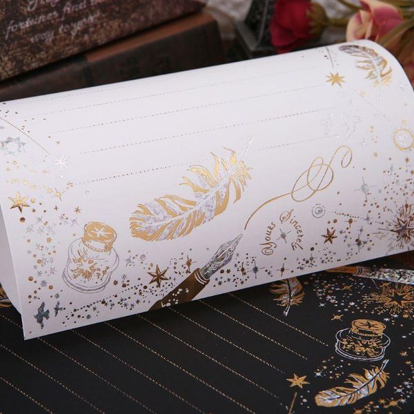gift wrap 8 sheets high-end vintage bronzing feather blessing letter paper pad writing office school supplies
gift wrap 8 sheets high-end vintage bronzing feather blessing letter paper pad writing office school supplies