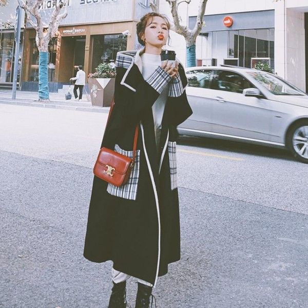women's wool & blends 2021 women autumn winter black loose long coat jacket fashion plaid woolen overcoat mid-length thick lapel outerw
women's wool & blends 2021 women autumn winter black loose long coat jacket fashion plaid woolen overcoat mid-length thick lapel outerw