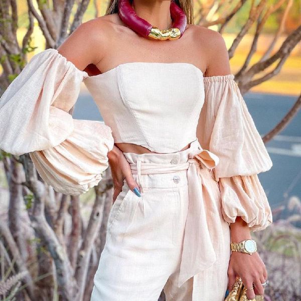 women's two piece pants backless flare sleeve slim long suit 2pc set off shoulder pocket trousers outfits chic high waist femme, White
women's two piece pants backless flare sleeve slim long suit 2pc set off shoulder pocket trousers outfits chic high waist femme, White