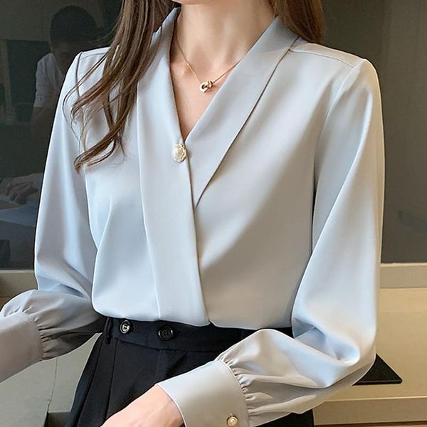 long sleeve blue chiffon blouse shirt women blusas mujer de moda 2021 v-neck office lady blusa e232 women's blouses & shirts, White
long sleeve blue chiffon blouse shirt women blusas mujer de moda 2021 v-neck office lady blusa e232 women's blouses & shirts, White