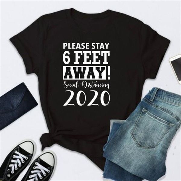 please stay 6 feet away women t shirts letter print short sleeve o neck loose summer tee, White
please stay 6 feet away women t shirts letter print short sleeve o neck loose summer tee, White