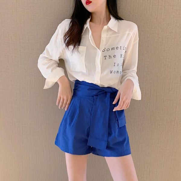 fashion high street two piece set 2021 summer vintage loose long sleeve letter shirt + solid waist wide leg shorts women's tracksuits, Gray
fashion high street two piece set 2021 summer vintage loose long sleeve letter shirt + solid waist wide leg shorts women's tracksuits, Gray