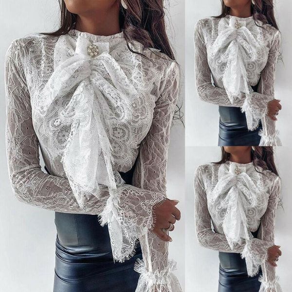 fashion women autumn solid chiffon t-shirt pullover slim fit casual hollow out lace long sleeve bow tie office loose party women's, White
fashion women autumn solid chiffon t-shirt pullover slim fit casual hollow out lace long sleeve bow tie office loose party women's, White