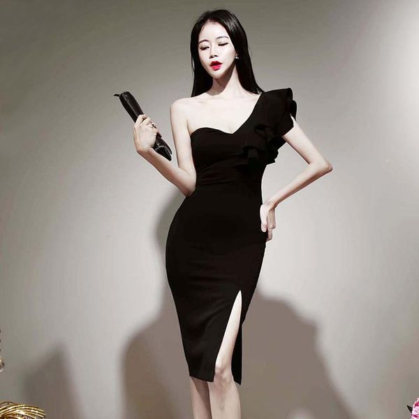 casual dresses spring autumn korean style elegant party dress ruffles high waist hem split women clothing black ta2176, Black;gray
casual dresses spring autumn korean style elegant party dress ruffles high waist hem split women clothing black ta2176, Black;gray