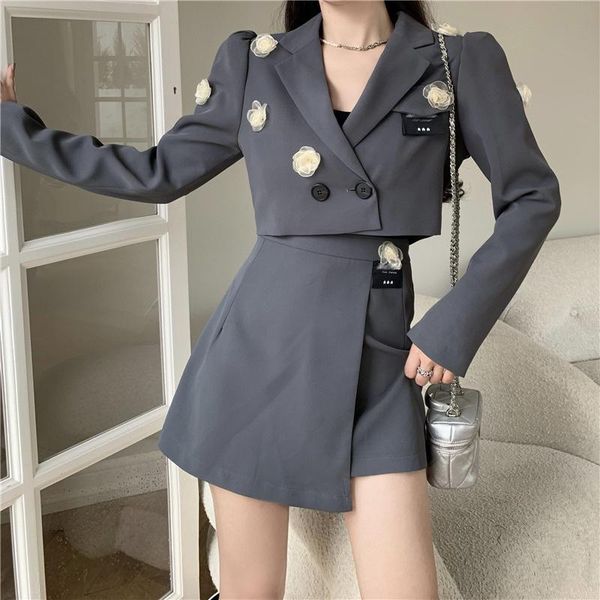 women's suits & blazers fashion spring and autumn short design three-dimensional floral gray suit jacket + high waist thin irregular sk, White;black
women's suits & blazers fashion spring and autumn short design three-dimensional floral gray suit jacket + high waist thin irregular sk, White;black