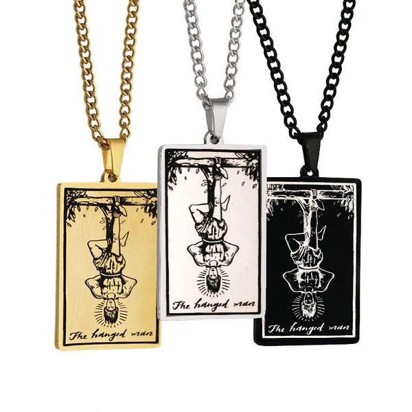 pendant necklaces tarot card the hanged man stainless steel necklace for women men pagan jewelry arkana retro gift, Silver
pendant necklaces tarot card the hanged man stainless steel necklace for women men pagan jewelry arkana retro gift, Silver
