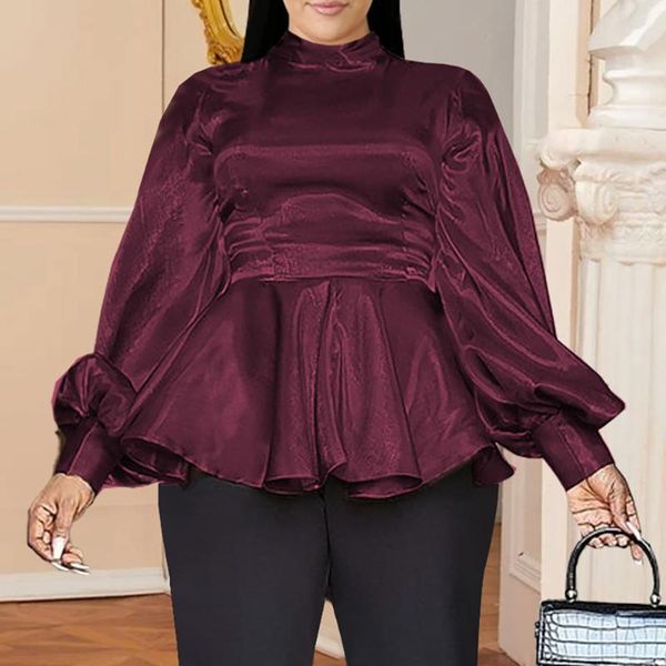 women's blouses & shirts dark red lantern sleeve african women blouse elegant pleated ruffles patchwork autumn orange bluas female, White
women's blouses & shirts dark red lantern sleeve african women blouse elegant pleated ruffles patchwork autumn orange bluas female, White