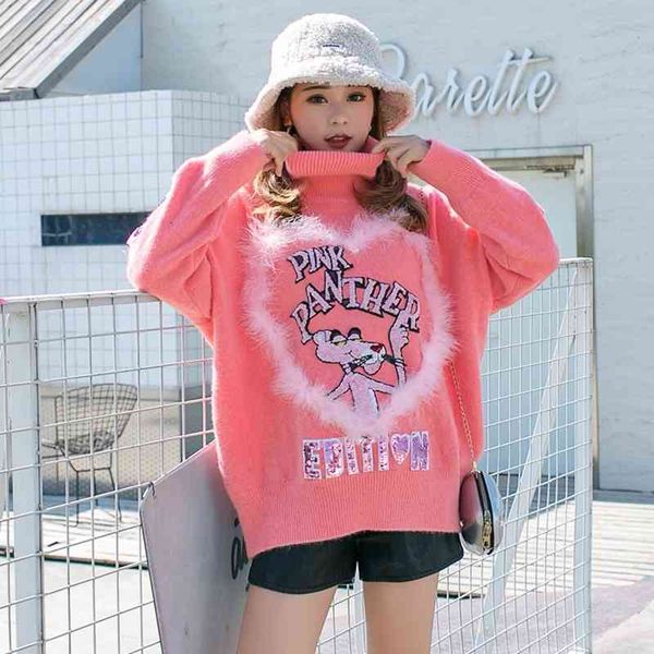 sweaters thailand tide brand high-neck age-reducing cartoon pink women loose sequins personality all-match sweater, White;black
sweaters thailand tide brand high-neck age-reducing cartoon pink women loose sequins personality all-match sweater, White;black