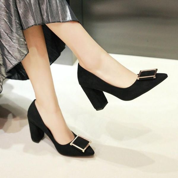 dress shoes big size ladies high heels women woman pumps with pointed square button shallow suede and thick, Black
dress shoes big size ladies high heels women woman pumps with pointed square button shallow suede and thick, Black