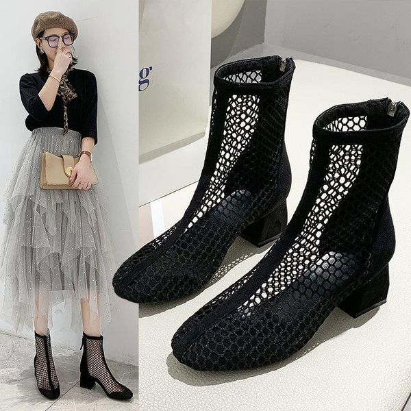 summer wild sandals hollow women's shoes thick heel back zipper square head roman high z938, Black
summer wild sandals hollow women's shoes thick heel back zipper square head roman high z938, Black
