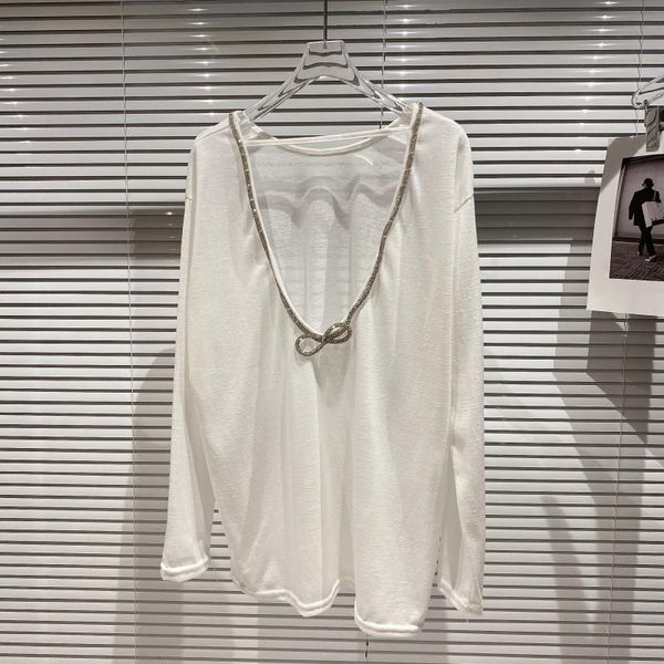 women's t-shirt deat feminine strass sweet bow t-shirt colours around the neck long sleeve loose fashion adjustment spring summer 11b65, White
women's t-shirt deat feminine strass sweet bow t-shirt colours around the neck long sleeve loose fashion adjustment spring summer 11b65, White