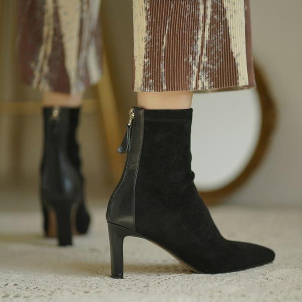 boots women's flock gentle apricot pointed toe 5cm high-heeled ankle elastic thin socks women pumps, Black
boots women's flock gentle apricot pointed toe 5cm high-heeled ankle elastic thin socks women pumps, Black