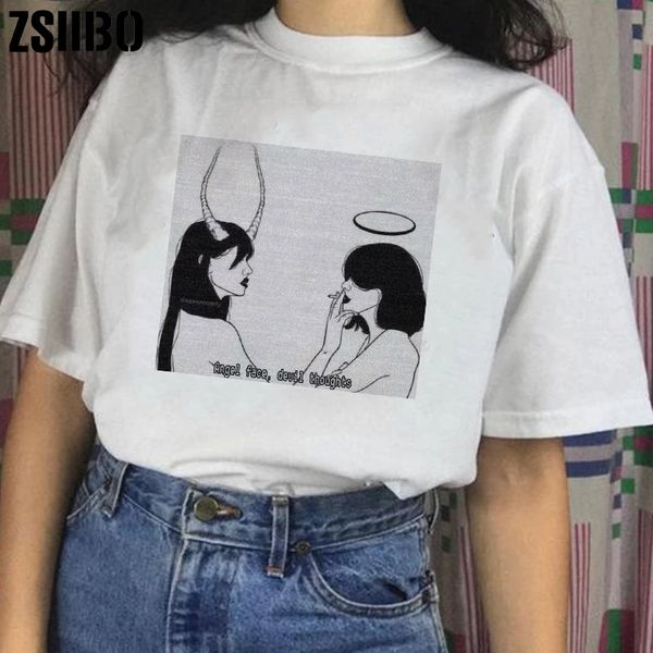 women's t shirt clothes vintage vegan tee jersey female clothing t-shirt harajuku shirts short sleeve punk, White
women's t shirt clothes vintage vegan tee jersey female clothing t-shirt harajuku shirts short sleeve punk, White